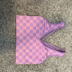 Colsie Purple and Pink Checkered Crop Top
